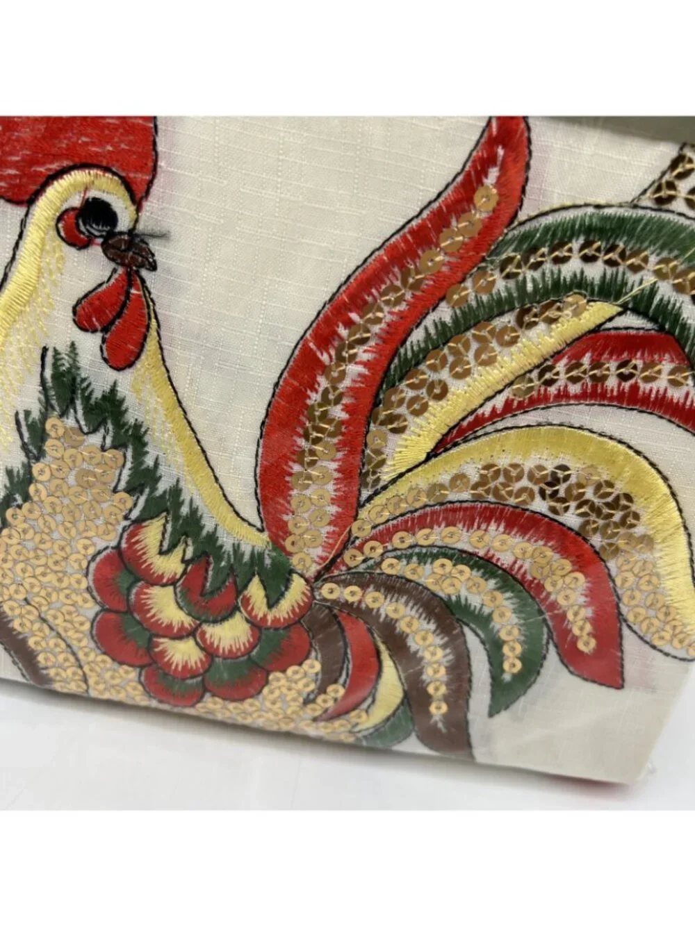 Rooster Sequins Kitchen Curtains 3 Piece Swag Tiers Farmhouse